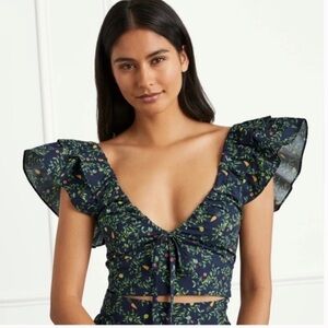 HILL HOUSE Set Alexa Top & Camilla Maxi Skirt - Midnight Garden (size small)